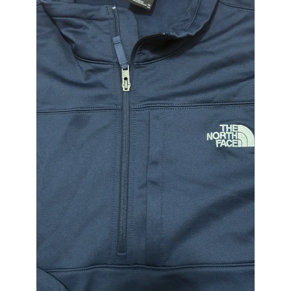 The North Face Soft Shell Jacket Mens XXL Blue 1/4 Zip Stretch Pullover